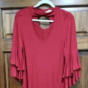 Red Dress with Ruffled Sleeves